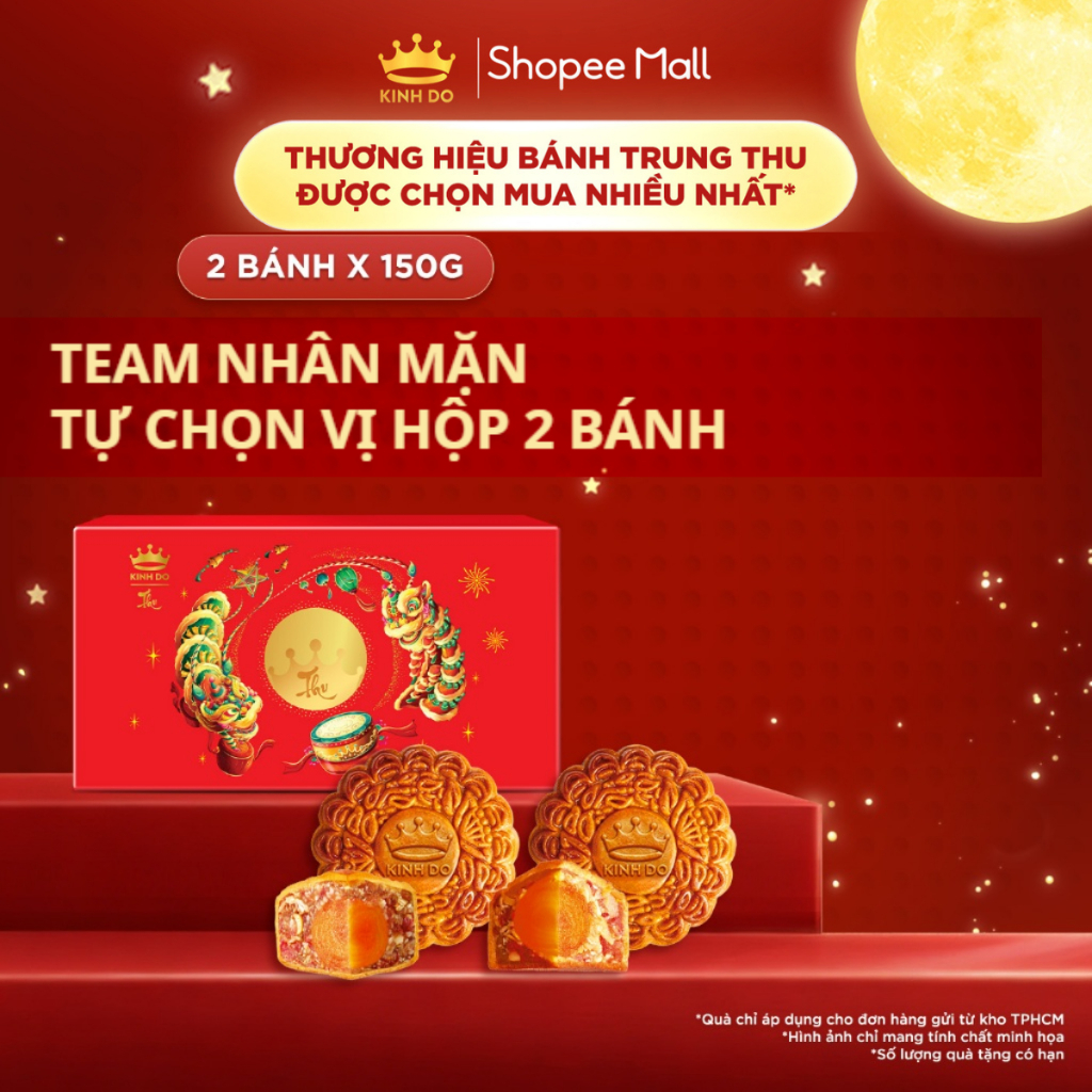 [TỰ MIX] Hộp 2 bánh trung thu Kinh Đô "Team Thập Cẩm" 1 trứng 150g - Chọn vị