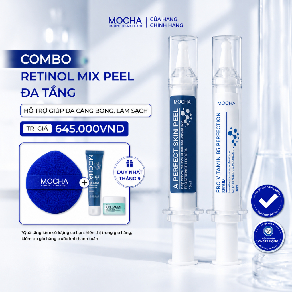 [Chính Hãng] Peel Da Vi Tảo MOCHA Retinol Mix Peel Cho Da Mụn Nám, Peel Da Căng Bóng,Đều Màu - Set 4