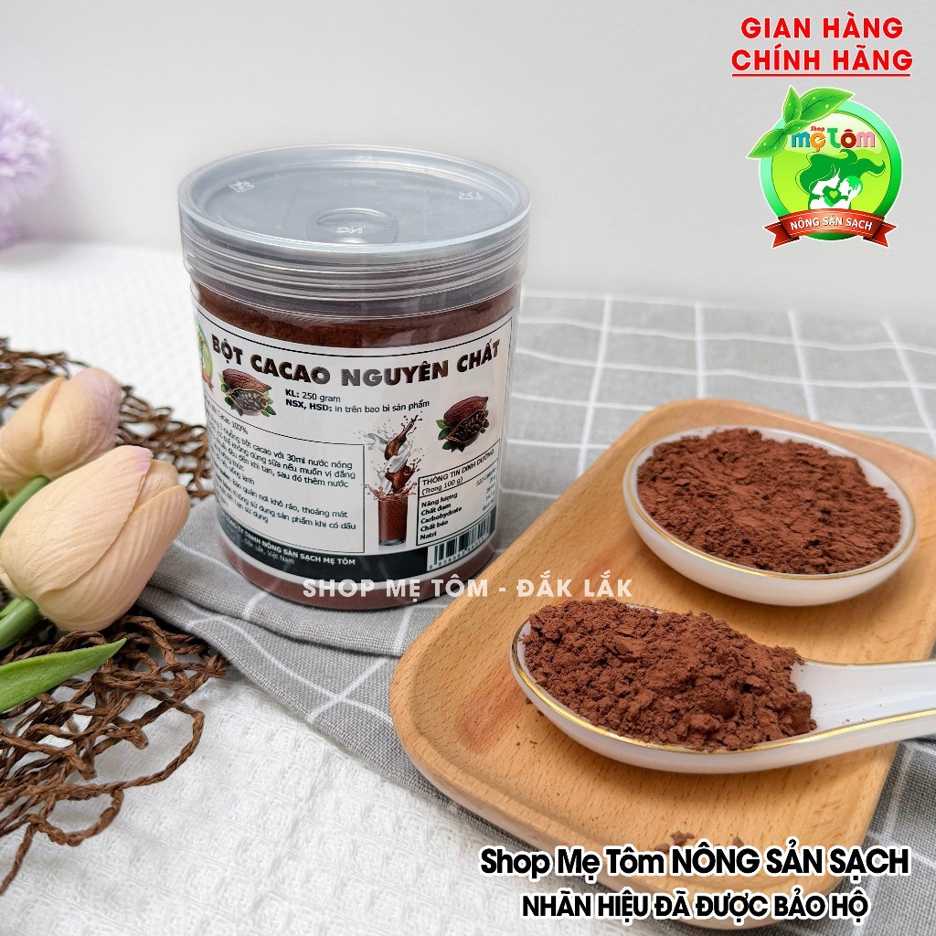 250GRAM BỘT CA CAO MẸ TÔM NGUYÊN CHẤT LON PET (BỘT CACAO) (CÓ XUẤT HÓA ĐƠN CÔNG TY)