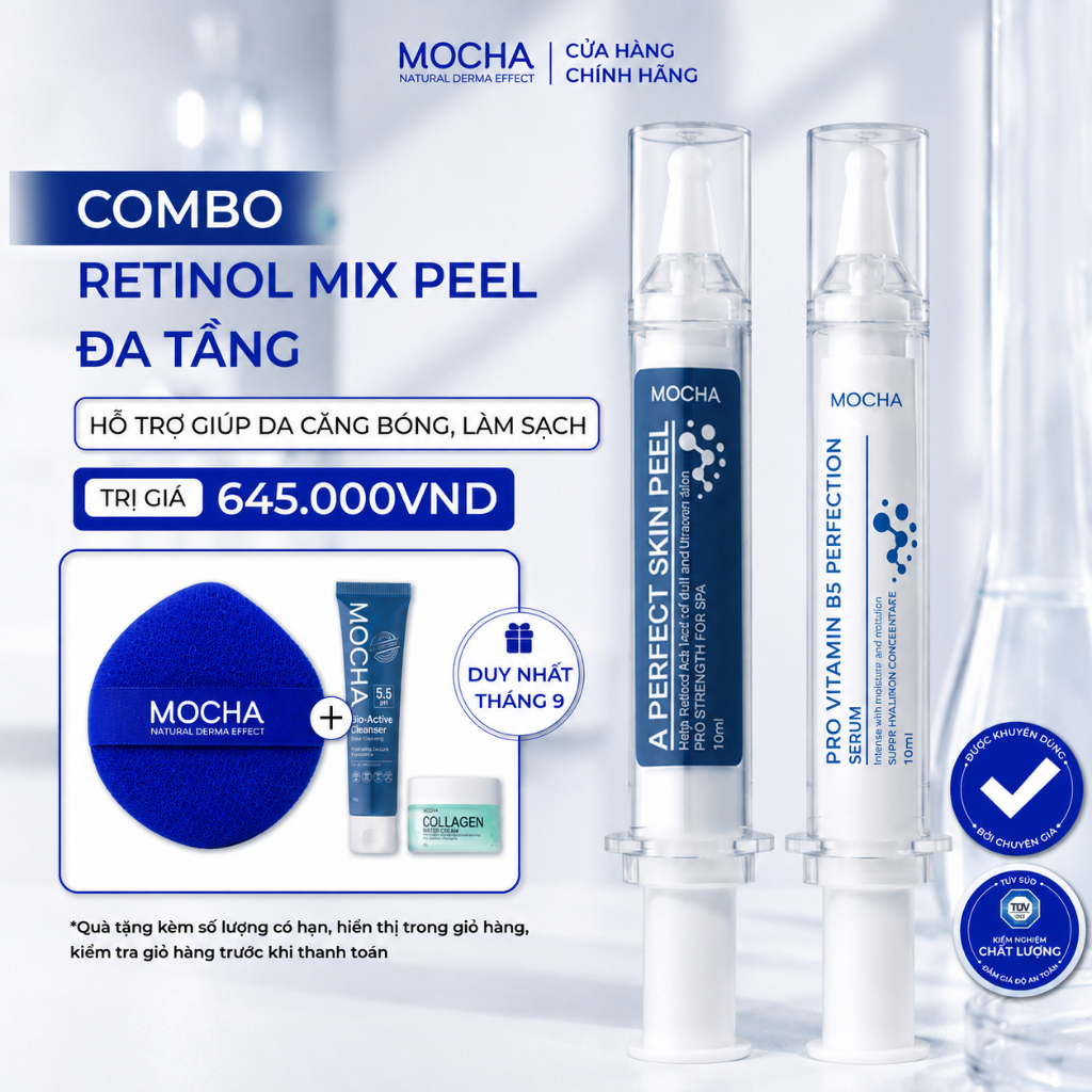 [MOCHA CHÍNH HÃNG] Peel Da Mặt Cải Thiện Mụn Nám Retinol Mix Peel Mocha , Skincare Mua 1 Được 4