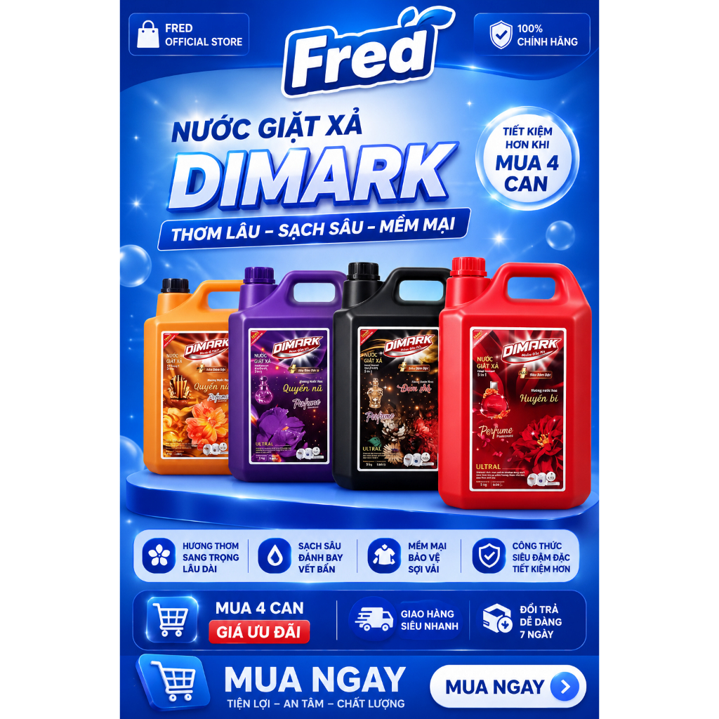 Nước giặt xả DIMARK 5 in 1 cao cấp đậm đặc 5kg