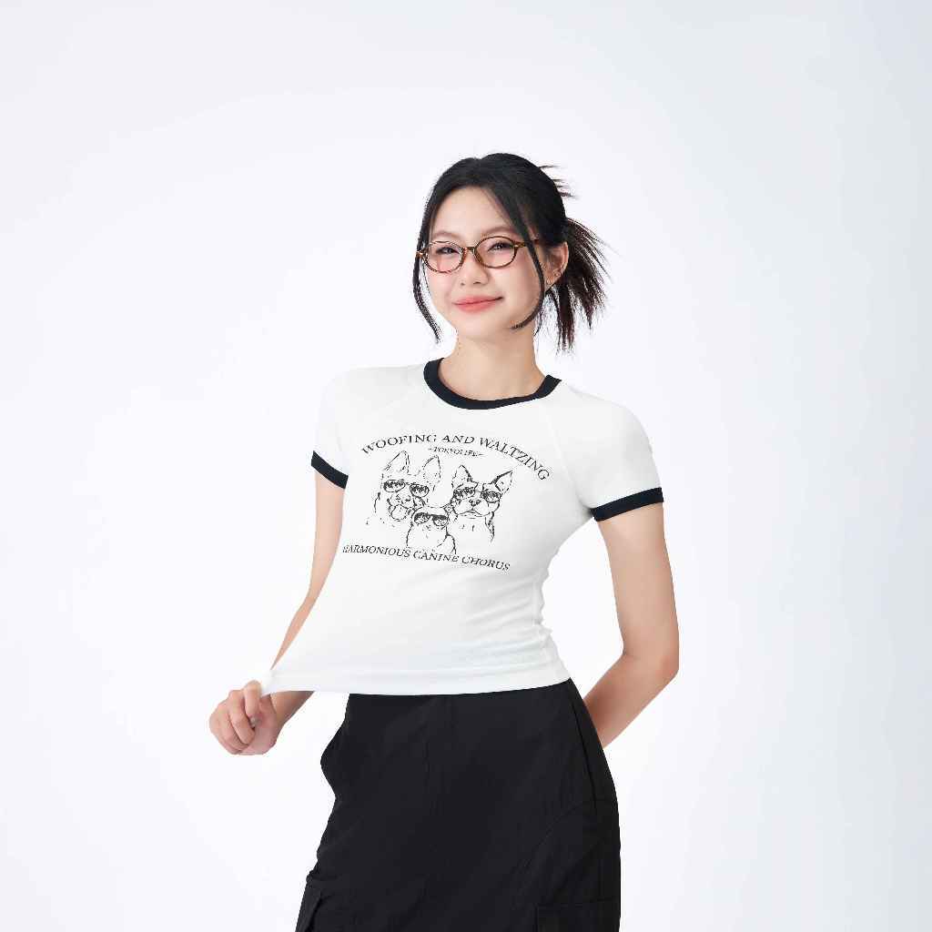 Áo thun NỮ TOKYOLIFE in hình trang trí 40003415