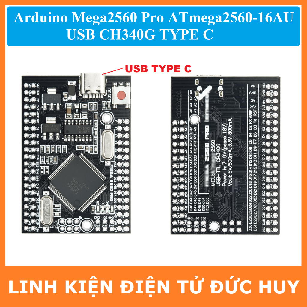 Arduino Mega2560 Pro ATmega2560-16AU USB CH340G TYPE C