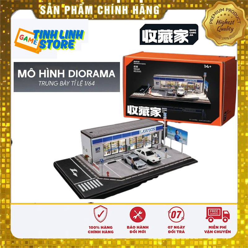 Mô Hình Diorama 1/64 Cửa Hàng Tiện Lợi Lawson Nhật Bản – Sa Bàn Có Đèn LED Trưng Bày Xe