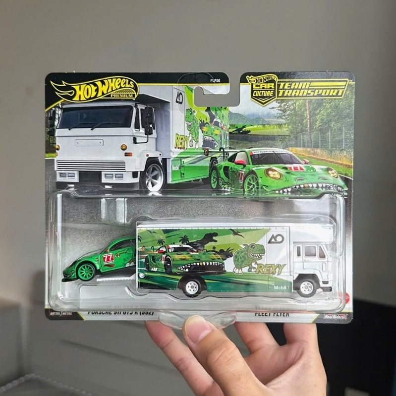 LeHuong Diecast - Xe mô hình  Hot Wheels Premium Team Transport set Porsche 911 GT3 R (992) "Rexy"
