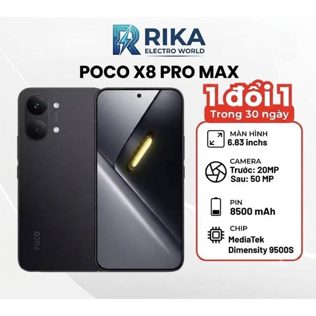Điện Thoại POCO X8 Pro Max RAM 12GB Bộ Nhớ 256GB/512GB Chip Dimensity 9500s Pin 8500mAh