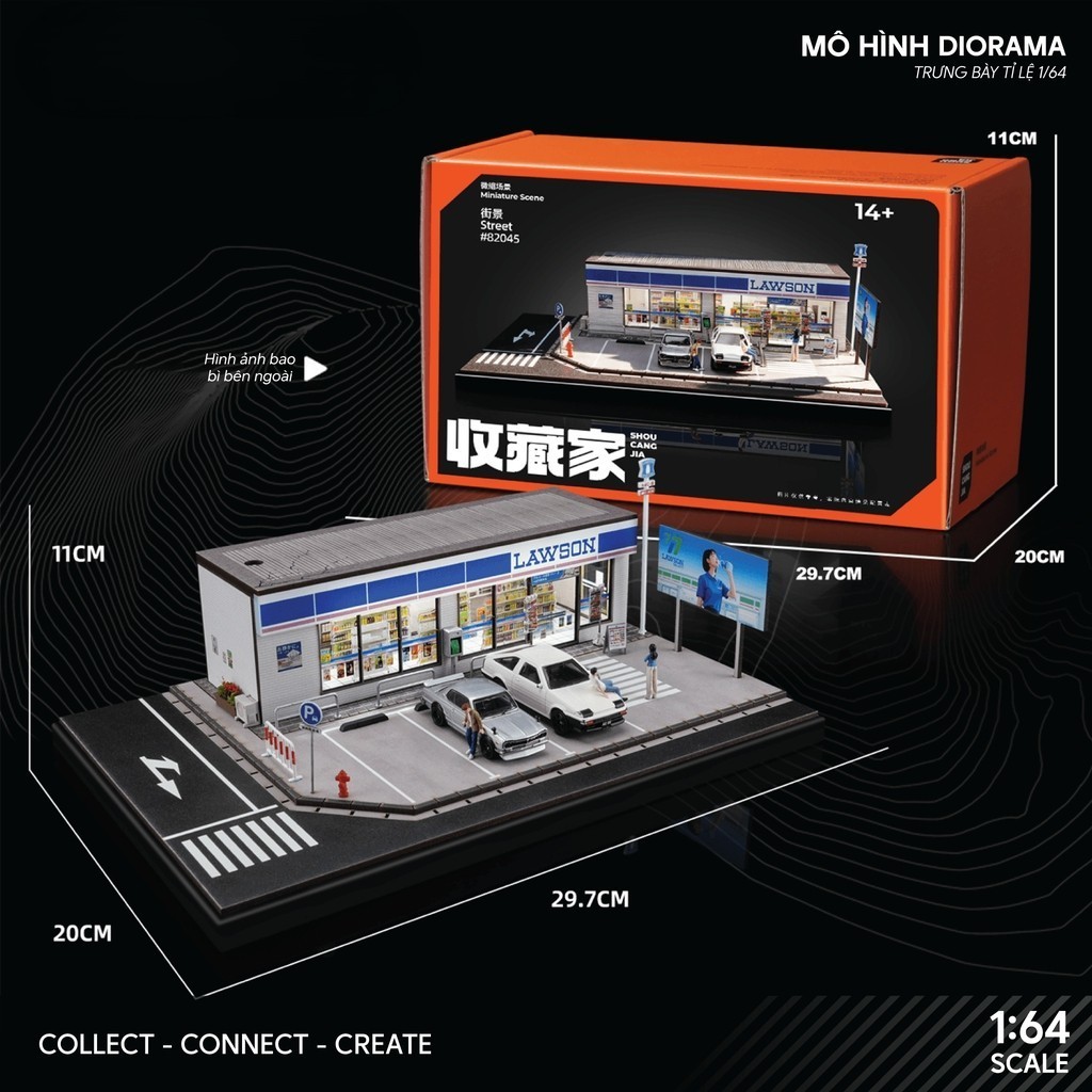 Mô Hình Diorama 1/64 Lawson Convenience Store – Sa Bàn Cửa Hàng Tiện Lợi Đèn LED Lung Linh
