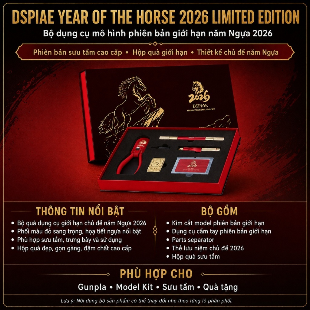 Bộ Dụng Cụ DSPIAE Year Of The Horse 2026 Limited Edition – Set Tool Cao Cấp Sưu Tầm Gundam Model Kit