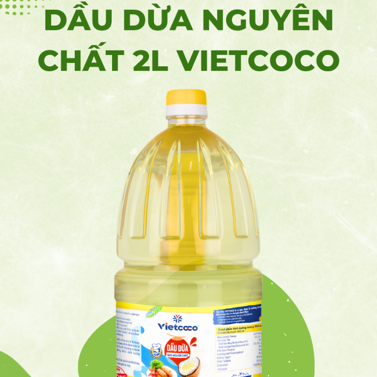 Combo 10 Chai Dầu Dừa Nguyên Chất Vietcoco 2 Lít Dầu Ăn Từ Dừa Coconut Oil 2L Ăn Chay Cooking Oil
