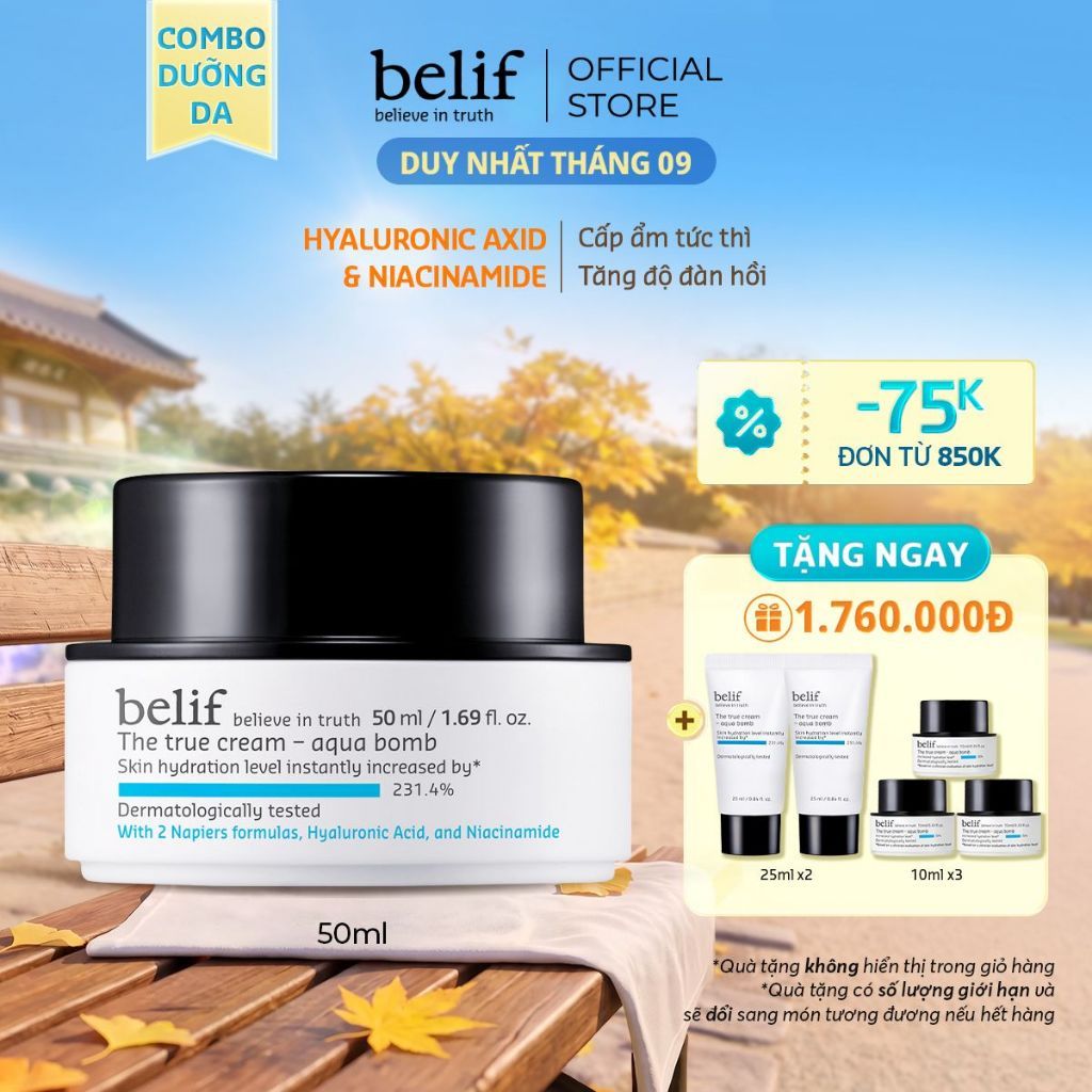 [belif Official] Kem cấp ẩm tức thì dạng gel belif The True Cream Aqua Bomb