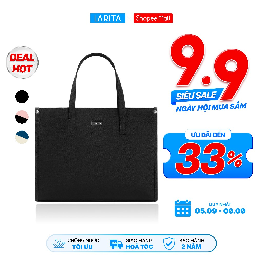 Túi Xách Nam Nữ Unisex Larita METRO WORK - Ngăn Chống Sốc Laptop 13 Inch, Dây Đeo Trợ Lực, Chất Vải Polyester Cao Cấp