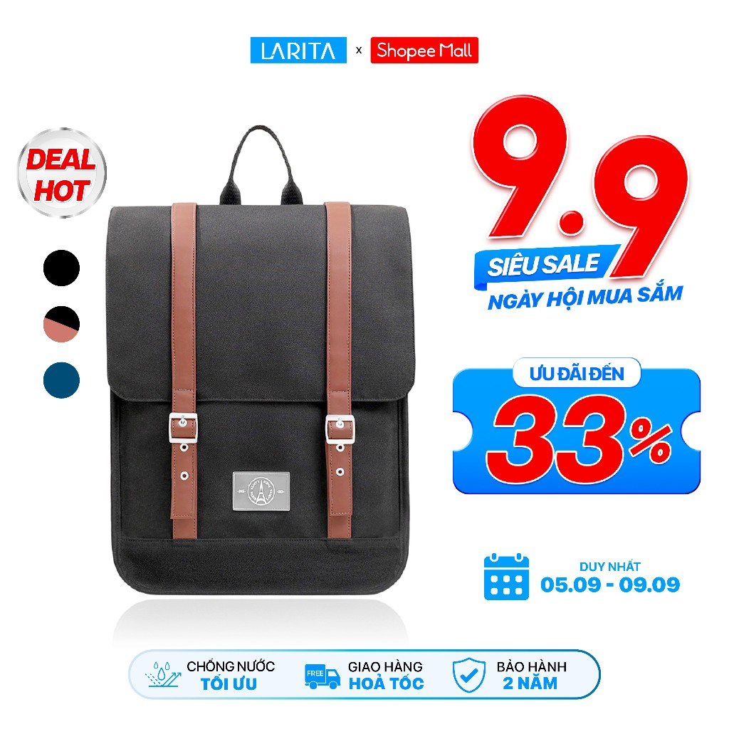 Balo Nam Nữ Unisex Larita HERITAGE MIDNIGHT 15.6" - Chống Sốc Riêng Biệt, Đựng Laptop 15.6 Inch, Chất Liệu Bền Bỉ