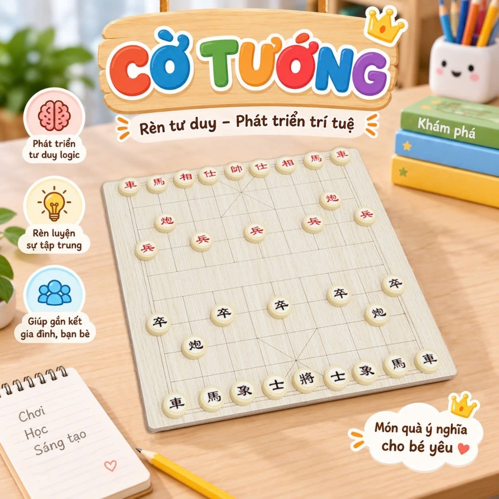 Bộ Cờ Tướng Bằng Gỗ - Trò Chơi Dân Gian, Trò Chơi Phát Triển Tư Duy, Trí Tuệ…