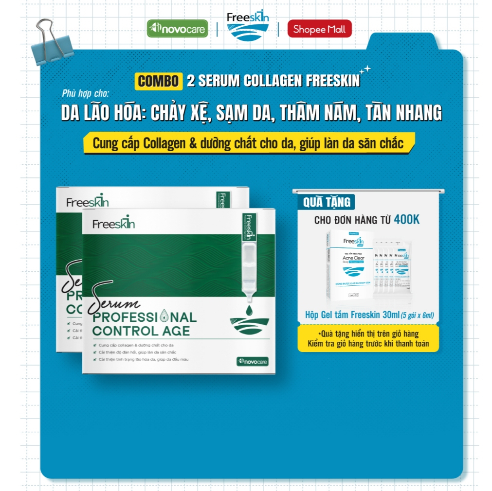 Set 2 Serum Collagen 20 ống BFS Novocare - Freeskin Professional Control Age x 2.5ml