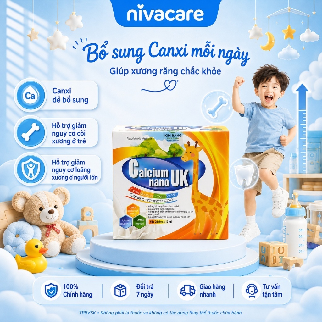 CALCIUM NANO UK – HỖ TRỢ BỔ SUNG CANXI, GIÚP XƯƠNG RĂNG CHẮC KHỎE  Calcium Nano UK là sản phẩm bổ su