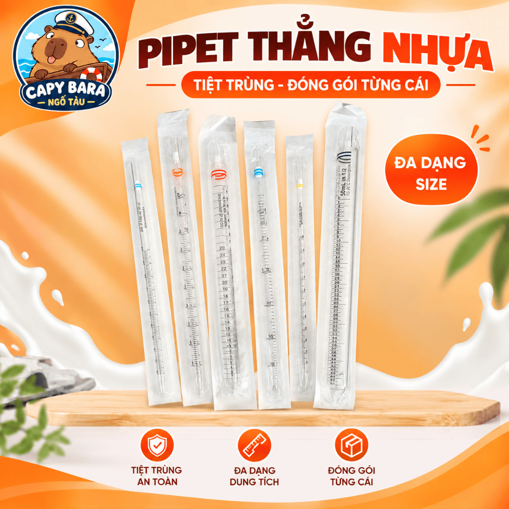 PIPET THẲNG NHỰA các size - pipet tiệt trùng, dóng gói từng cái