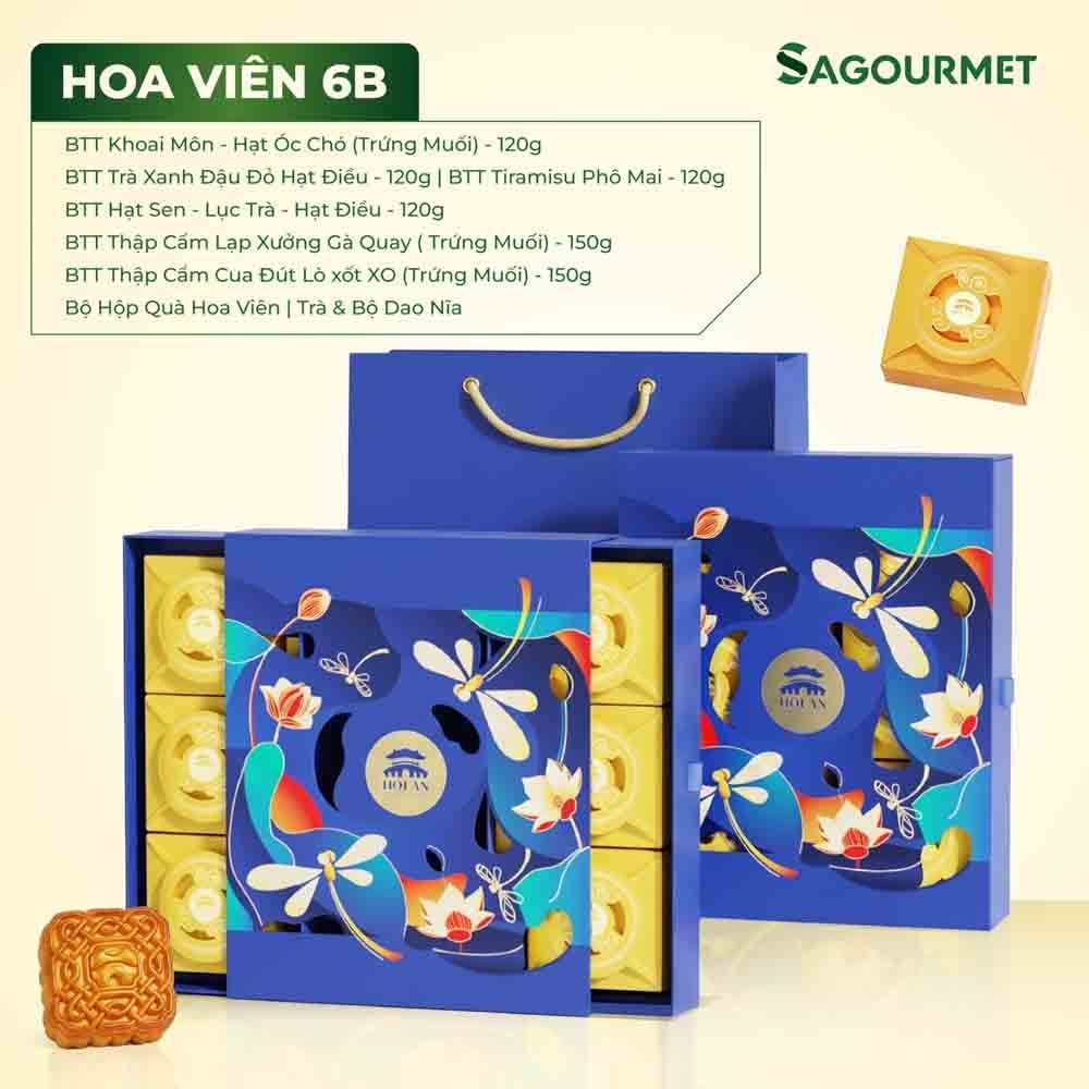 Bộ Hộp Quà Bánh Trung Thu Hoa Viên 6B Hội An Mooncake - Sagourmet - Tinh Hoa Hương Vị