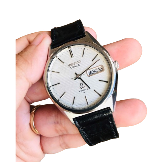 Đồng hồ nam si Nhật Seiko type II size 35mm 2 lịch dây da