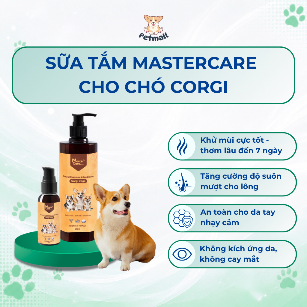 Sữa Tắm Cho Chó Corgi – Dưỡng Lông Bóng Mượt, Hương Thơm Bền Lâu MasterCare