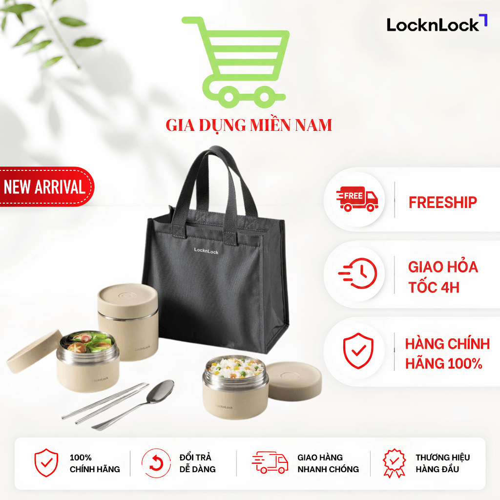 Bộ hộp cơm giữ nhiệt LocknLock LHC8052S02, dung tích 1100ml - Hàng Chính Hãng
