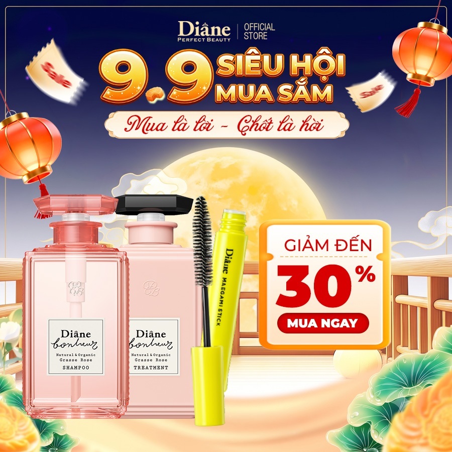Combo gội xả Phục Hồi Hư Tổn Dưỡng Tóc Chăm Sóc Tóc Diane Bonheur Grasse Rose + Maegami Stick