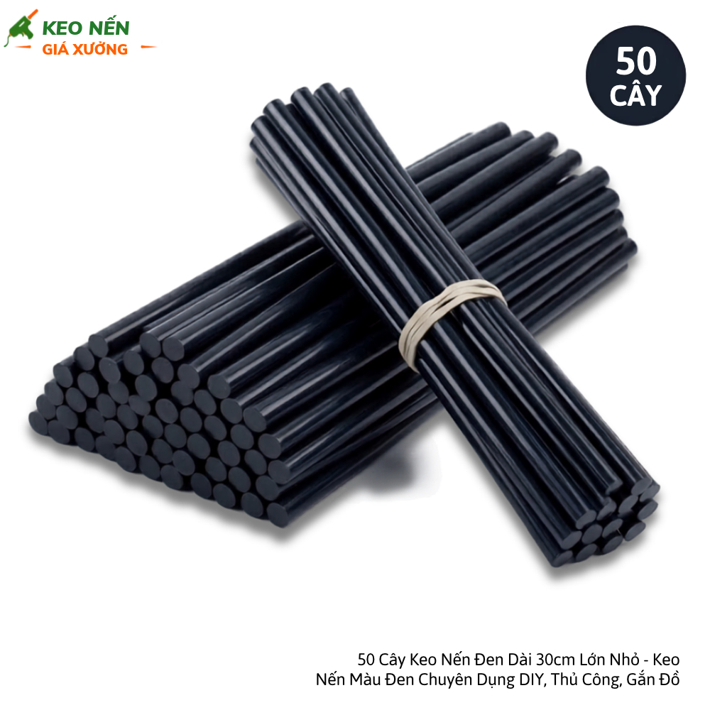50 Cây Keo Nến Đen Dài 30cm Lớn Nhỏ - Keo Nến Màu Đen Chuyên Dụng DIY, Thủ Công, Gắn Đồ