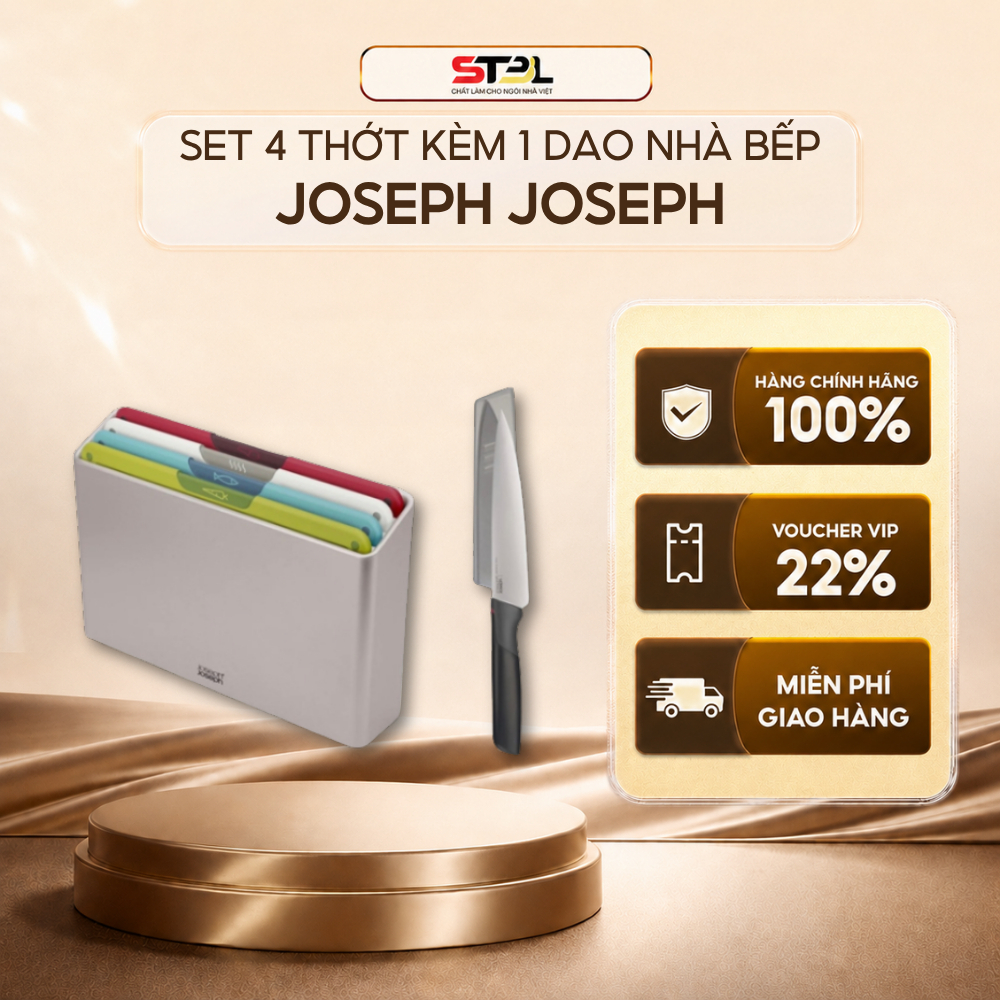 Set 4 thớt Joseph Joseph 60230 Folio kèm 1 dao nhà bếp chính hãng SNTKITCHEN 120042