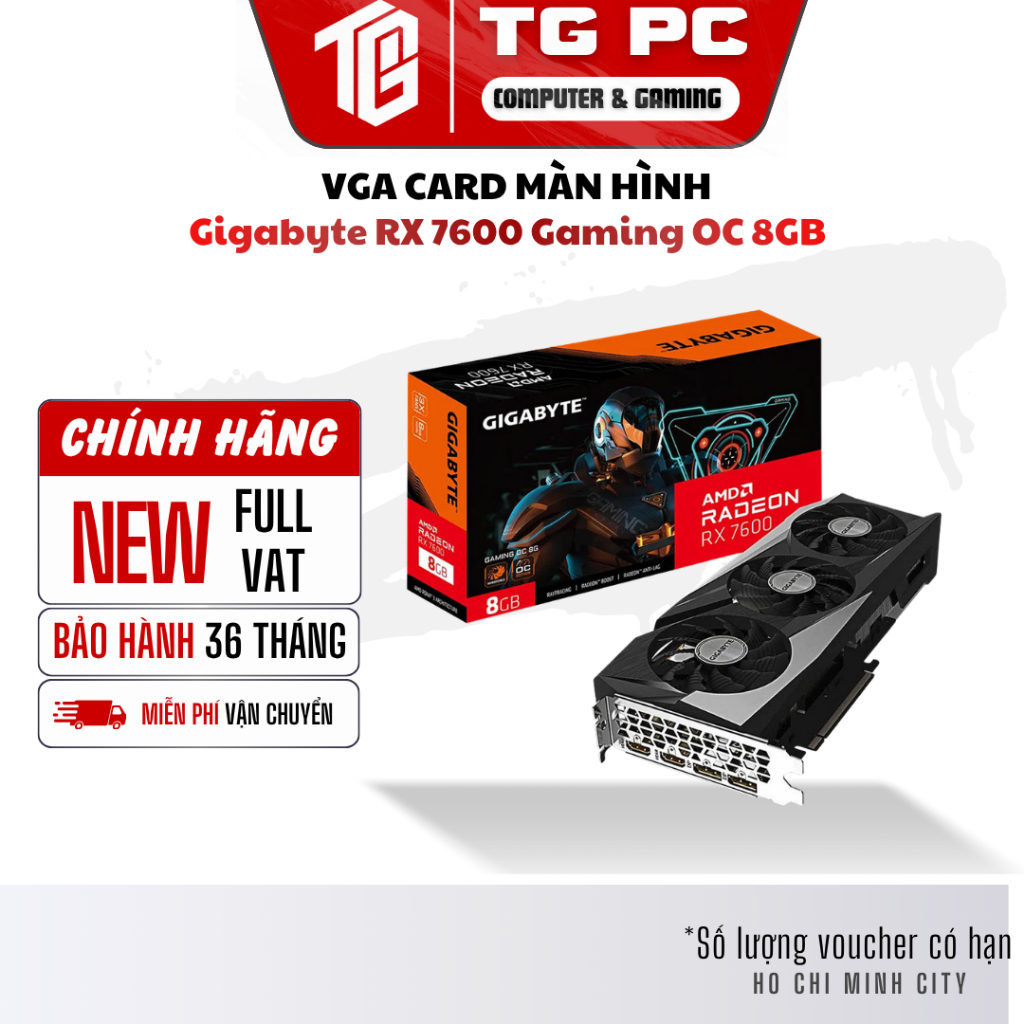 [NEW FULL VAT] VGA CARD MÀN HÌNH Gigabyte RX 7600 Gaming OC 8GB - BẢO HÀNH 36 THÁNG