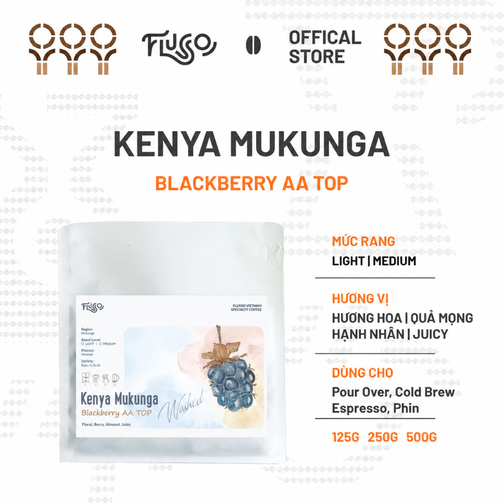 Cà phê Specialty Kenya Mukunga Blackberry AA TOP Washed