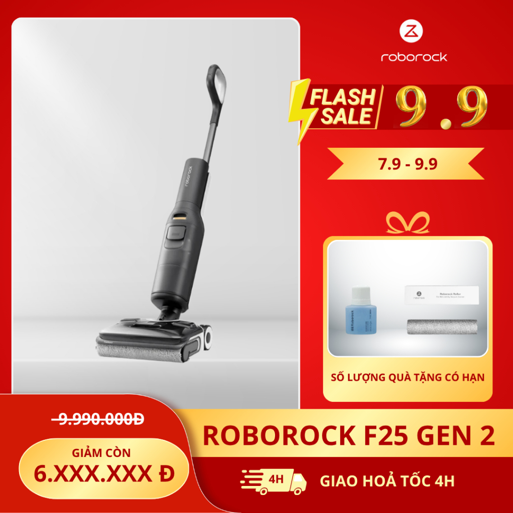 Máy hút bụi cầm tay Roborock F25 Gen2 lực hút 20 000Pa, chống rối tóc tối ưu, tự động giặt sấy