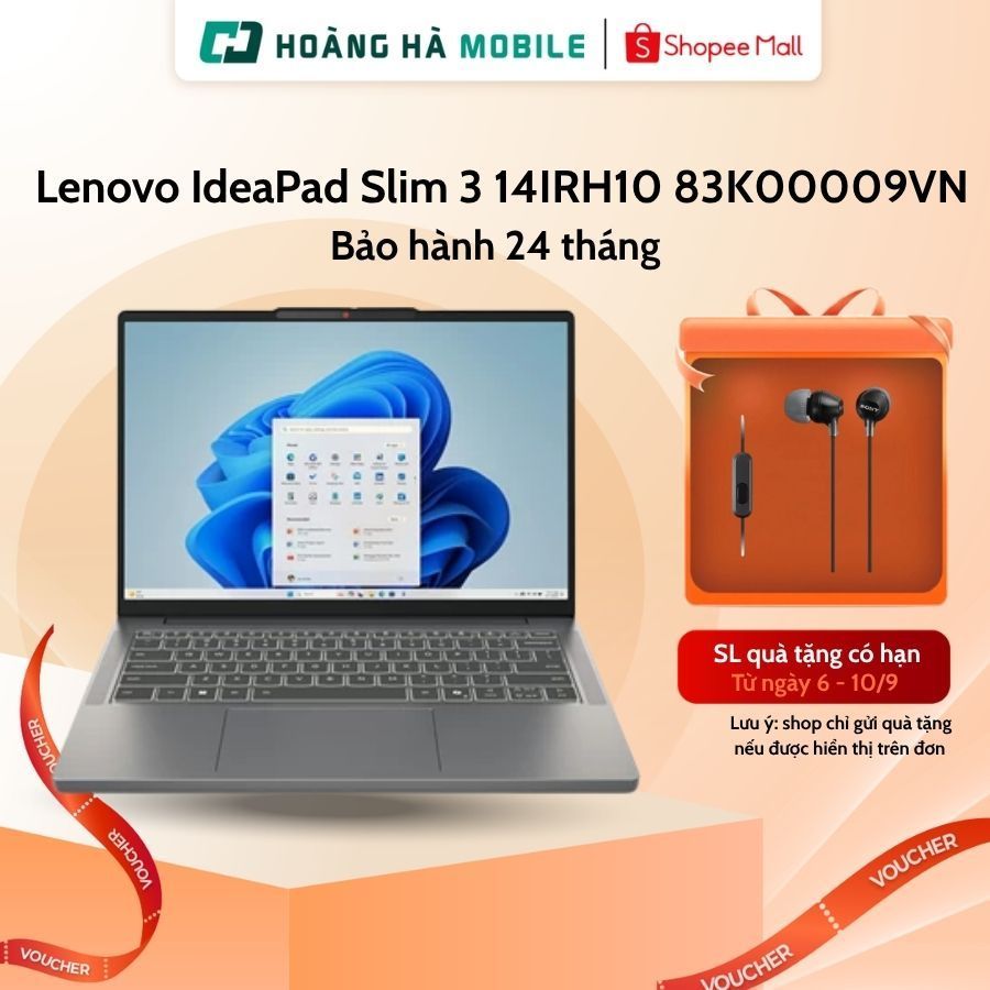 Laptop Lenovo IdeaPad Slim 3 14IRH10 83K00009VN (Intel Core i7-13620H/24GB/512GB/Intel UHD/14"WUXGA