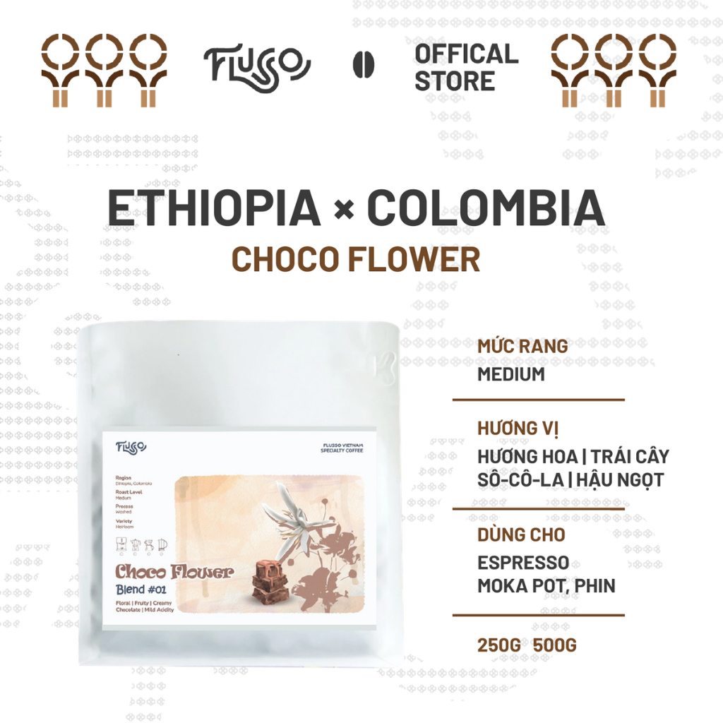 Blend Series | Cà phê Arabica Espresso Blend Ethiopia, Colombia - Choco Flower