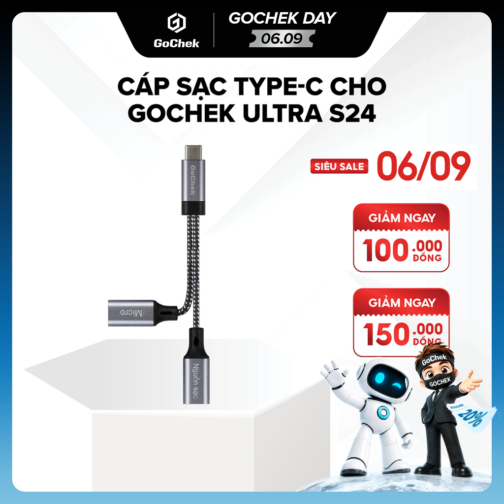 Cáp Chuyển Đổi Hỗ Trợ Sạc Và Mic GoChek – Thiết Kế Tiện Lợi, Quay Video/Livestream