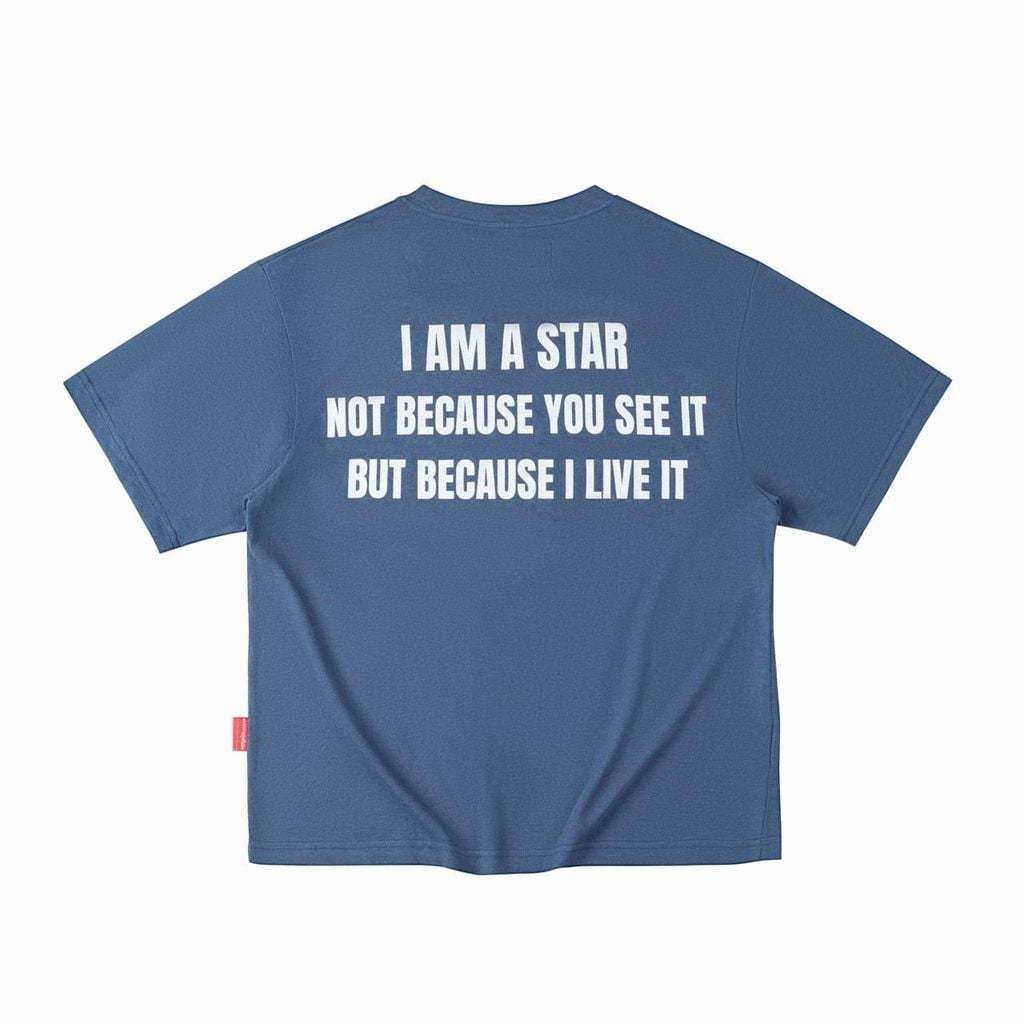 "Whenever Atelier" - Áo Thun Whenever Star Manifesto T-Shirt Vải Cotton Form Whenever SS26/ Navy