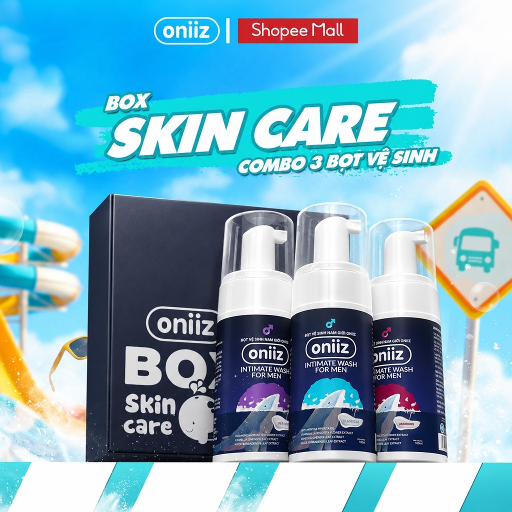 Box Skincare Oniiz combo 3 Bọt vệ sinh nam, dung dịch vệ sinh nam tạo bọt mịn 100ml