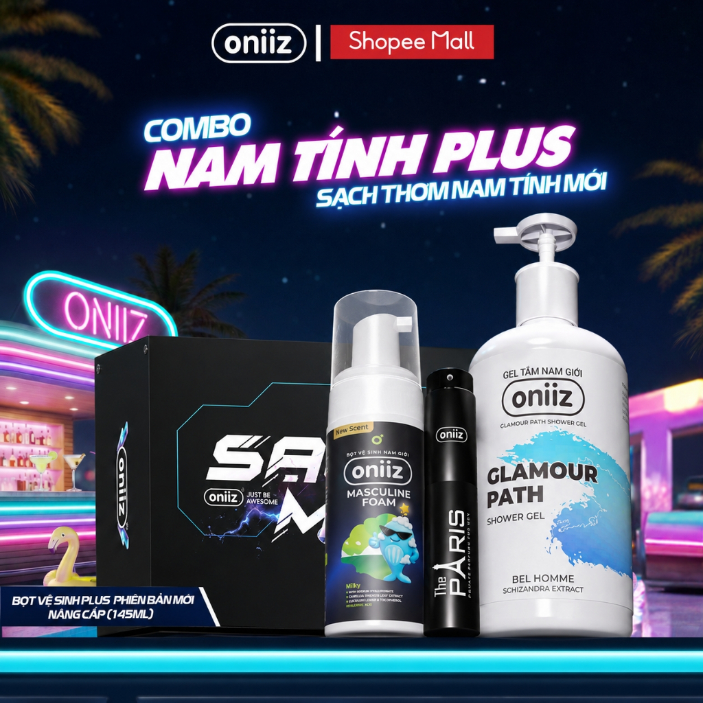Combo nam tính Plus Gel tắm, nước hoa cao cấp Oniiz, quà tặng bọt vệ sinh nam giới Oniiz Plus 145ml 