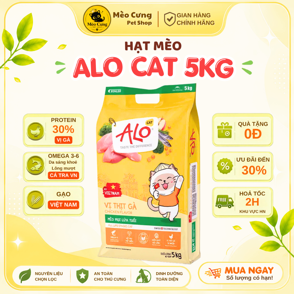Hạt Mèo ALO Chính Hãng - Thức Ăn Khô Cho Mèo Mọi Lứa Tuổi 5Kg