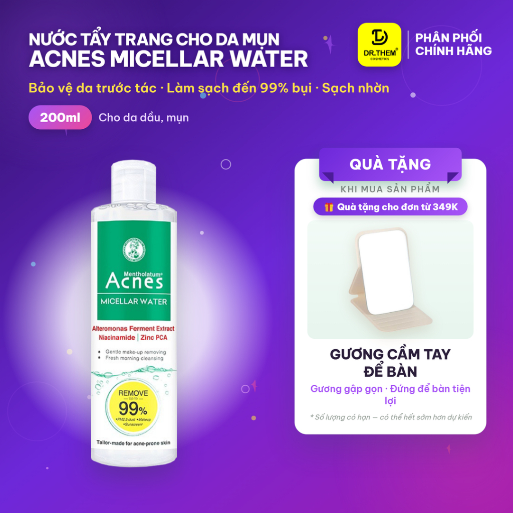 Nước Tẩy Trang Cho Da Mụn Acnes Micellar Water 200ml - Dr Thêm