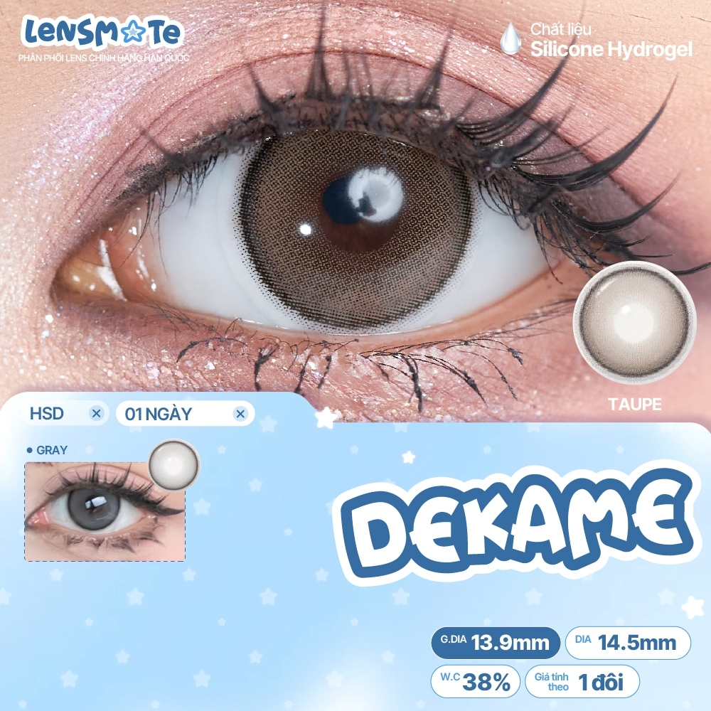 LENS 1 NGÀY sáng nhẹ LENS MATE lens hàn quốc có viền hack mắt to tròn mắt trong veo DIA 14.5 chính h