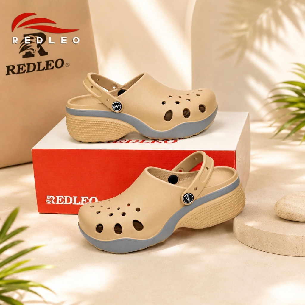 Dép Sục Clog Nữ Độn Đế REDLEO RL97-2 Dép Bánh Mì Tăng Chiều Cao, Phối Viền Thời Trang Êm Chân