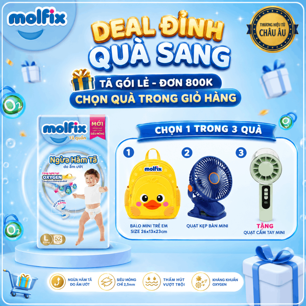 Tã/bỉm quần Molfix Oxy Super Jumbo giúp Ngừa Hăm Tã đủ các size…