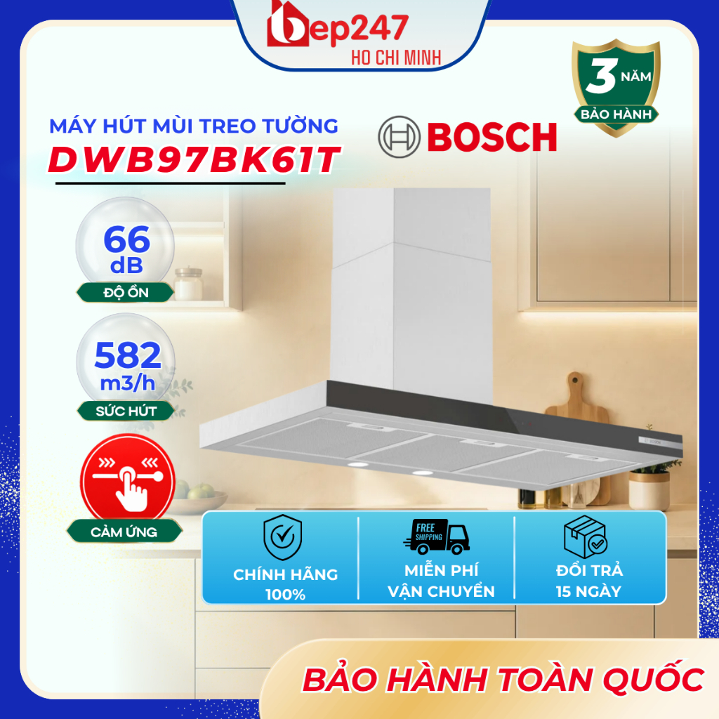 Máy Hút Mùi Bosch DWB97BK61T Serie 4 90cm Màu Đen – Máy Hút Mùi Áp Tường