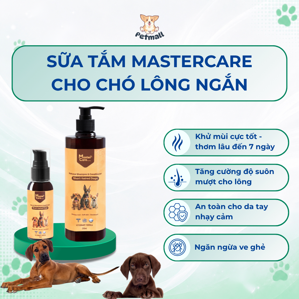 Sữa Tắm Cho Chó Chó Lông Ngắn – Dưỡng Lông Bóng Mượt, Hương Thơm Bền Lâu MasterCare