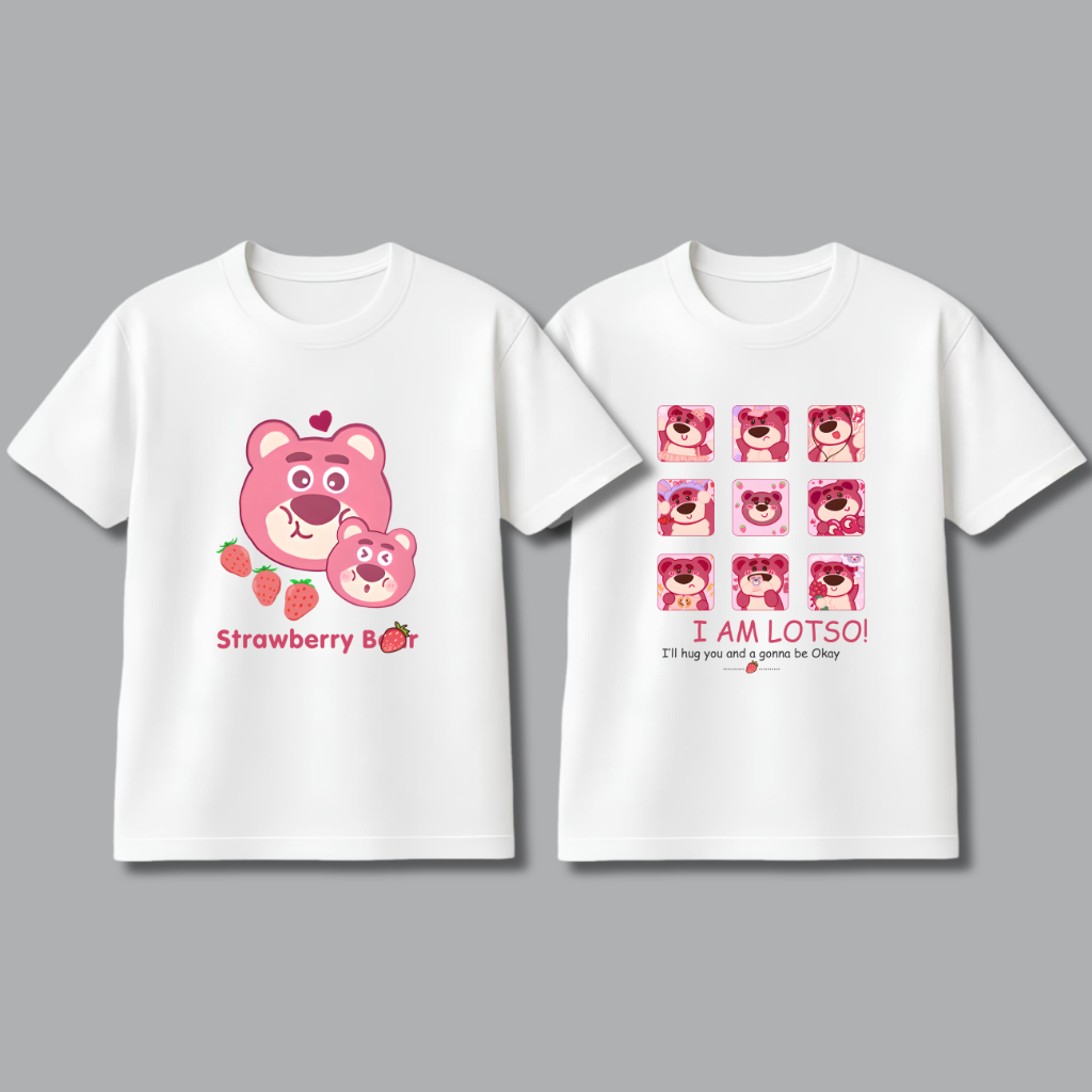 Áo Thun Cho Bé In Hình Gấu Dâu Lotso Bear V2 Đủ Size Cho Bé