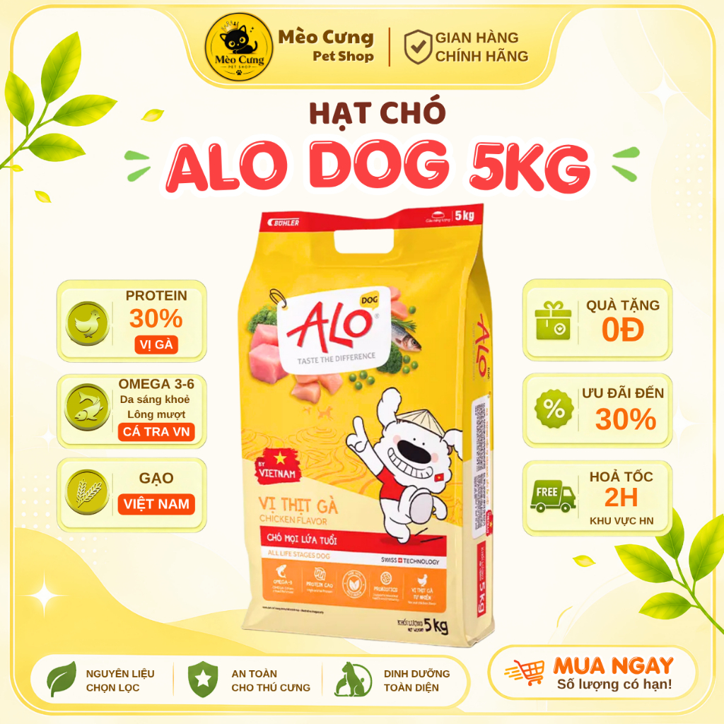 Hạt Chó ALO Chính Hãng - Thức Ăn Khô Cho Chó Mọi Lứa Tuổi 5Kg