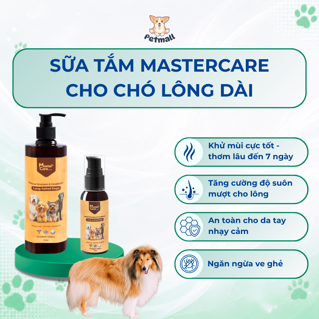 Sữa Tắm Cho Chó Lông Dài – Dưỡng Lông Bóng Mượt, Hương Thơm Bền Lâu MasterCare