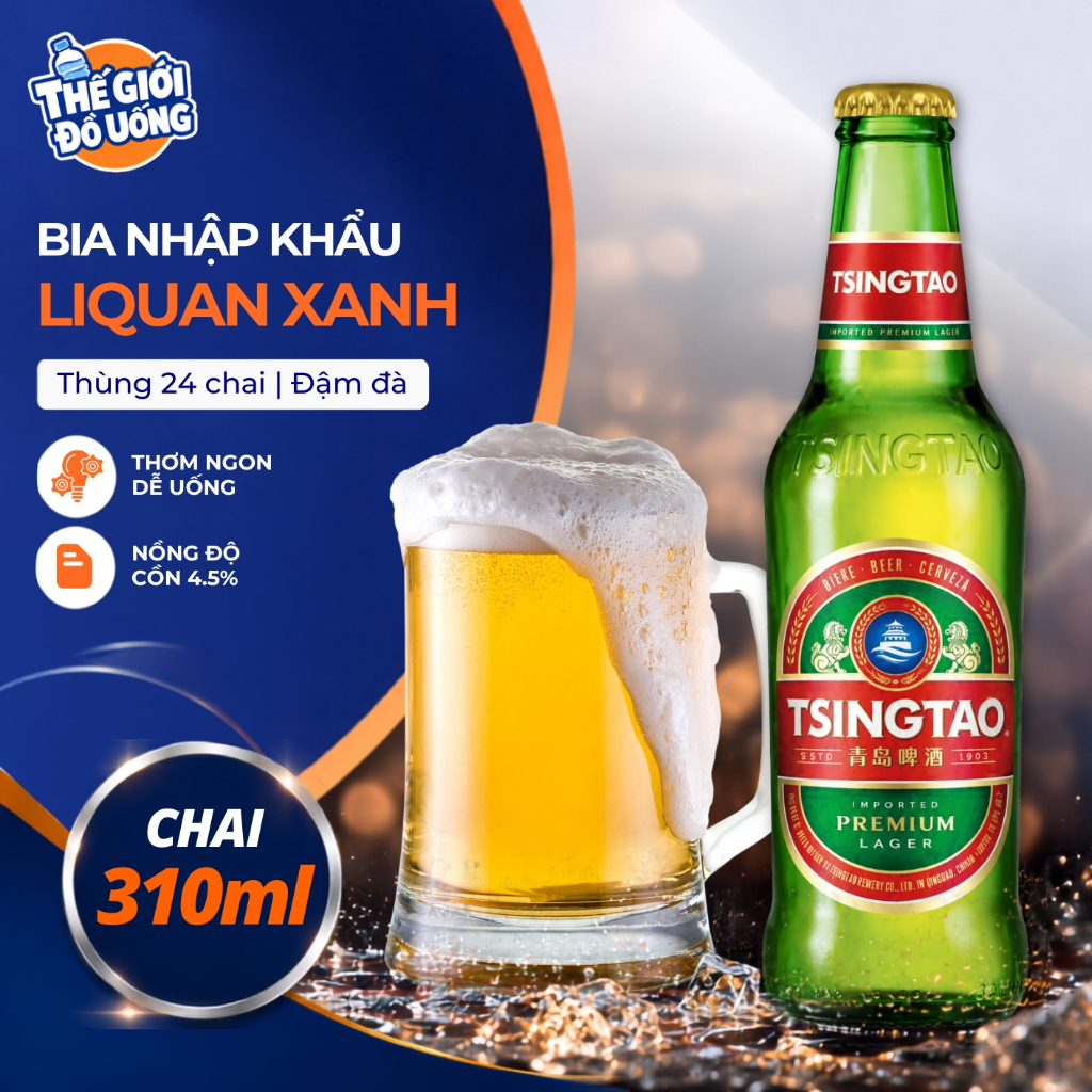 Bia Tsingtao Lager Đỏ Thùng 24 Chai 330ml Bia Nhập Khẩu Cao Cấp Vị Êm Dễ Uống