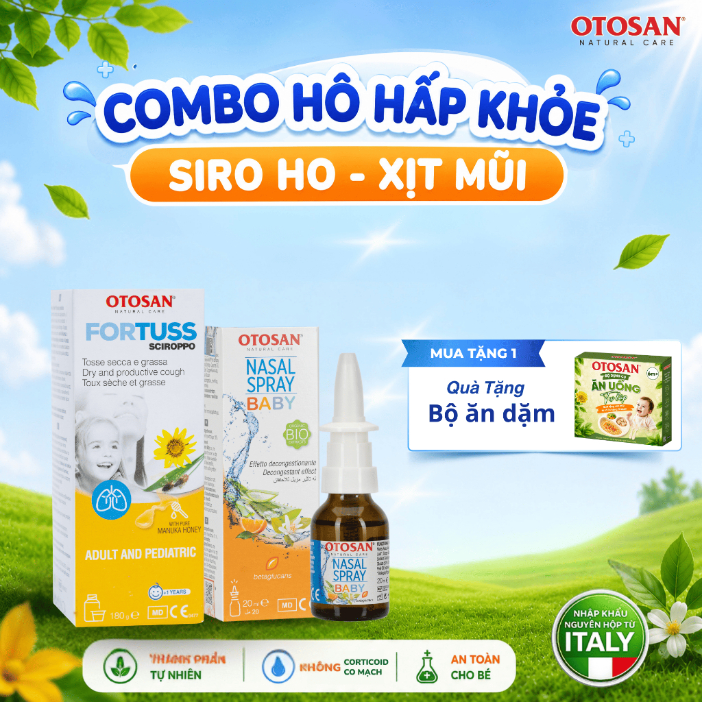 Combo Otosan Baby Xịt Mũi 20ml Và Fortuss 180g Nhập Khẩu Italy