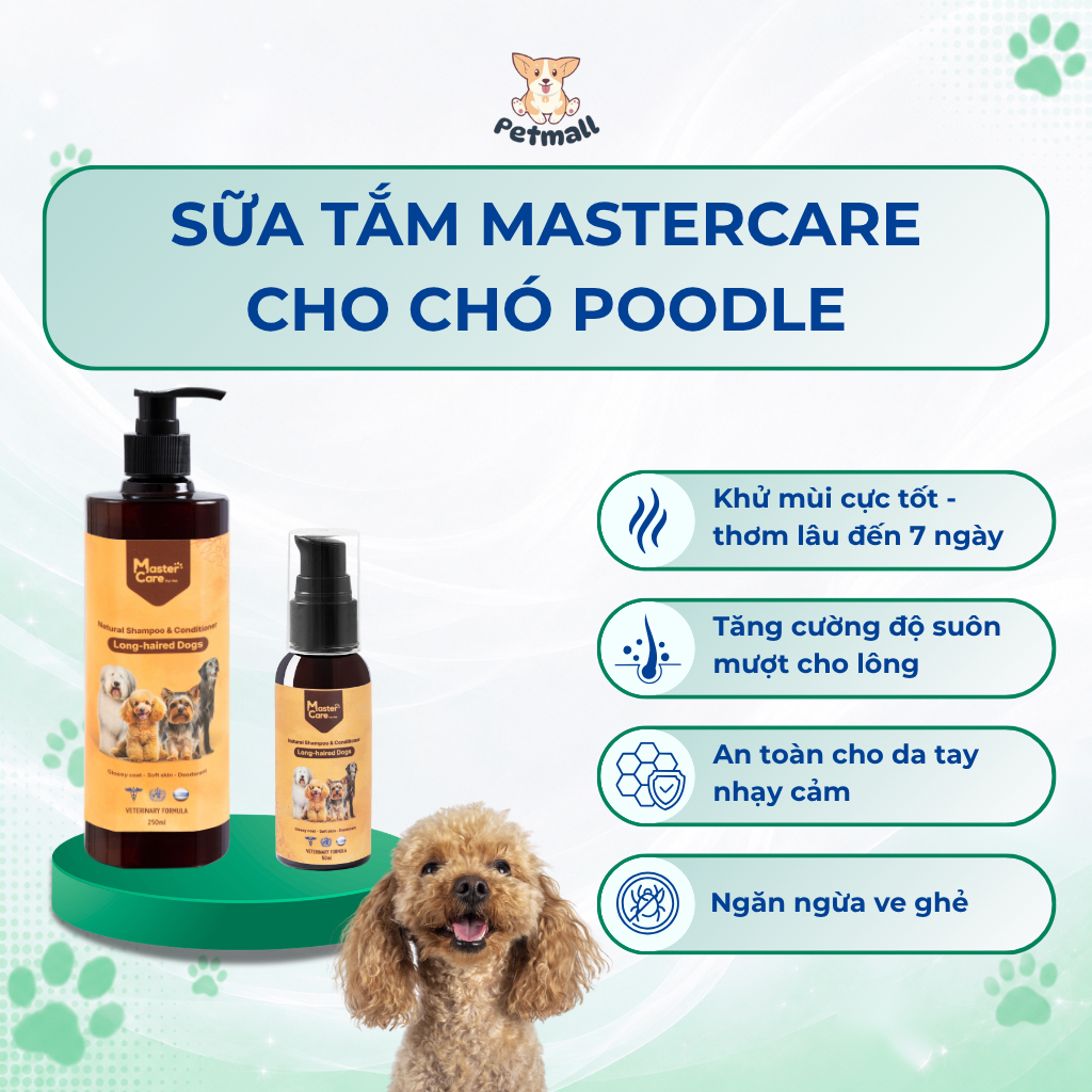 Sữa tắm cho Chó Poodle MasterCare Thơm lâu, khử mùi hôi chó, mượt lông, không cay mắt