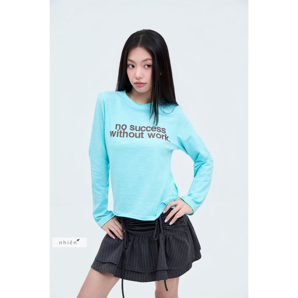 𝐂𝐫𝐲𝐬𝐭𝐚𝐥 𝐋𝐨𝐧𝐠𝐒𝐥𝐞𝐞𝐯𝐞 - Áo thun nữ, Áo thun tay dài in chữ thiết kế cổ tròn basic nhien.official NAT00041
